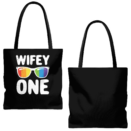 Wife One Funny Lgbt Lesbian Couple LGBT Pride Gay Tote Bags (AOP)