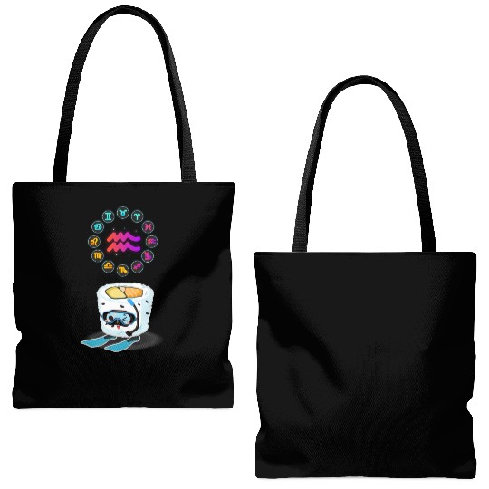 Japanese Sushi Funny Aquarius Zodiac Sushi Lover Tote Bags (AOP)
