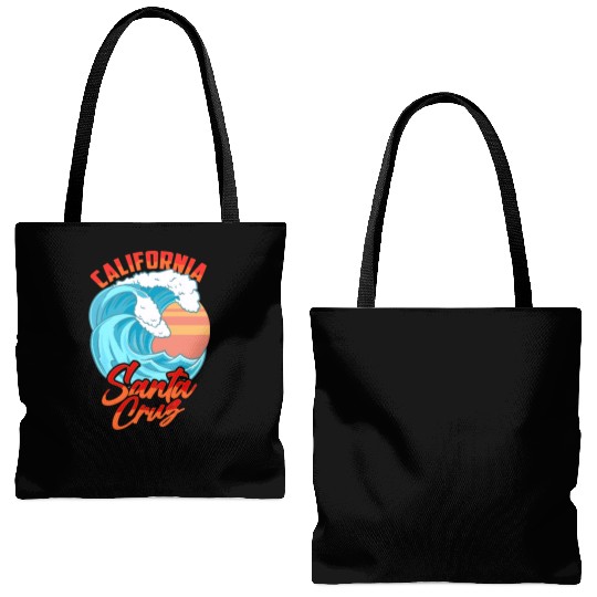 Santa Cruz California Waves Surf Beach Tote Bags (AOP)