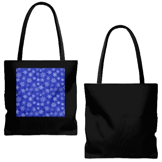 Pretty Navy Blue Snowflakes Pattern Tote Bags (AOP)