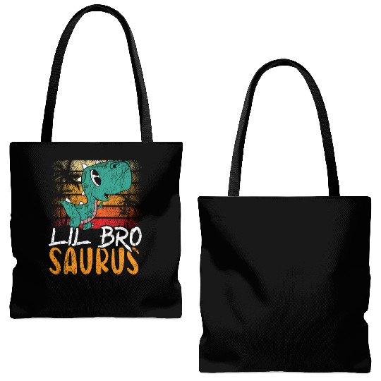 Lil Bro Saurus Best Bro Ever Brotherhood Dinosaur Tote Bags (AOP)