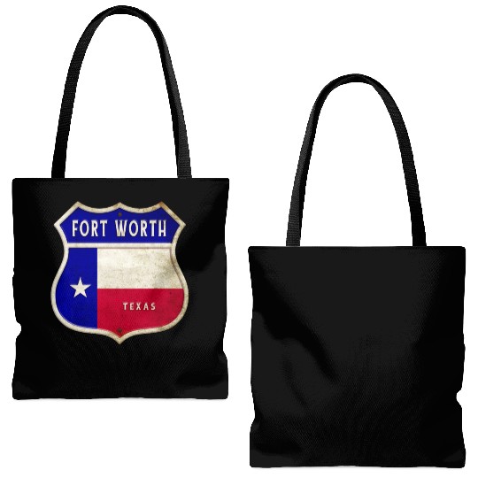 Fort Worth Texas Crest Flag Design Tote Bags (AOP)