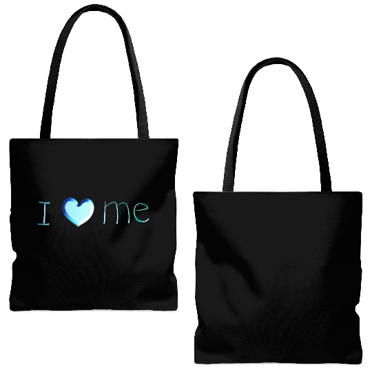 i love me lettering blue Tote Bags (AOP)