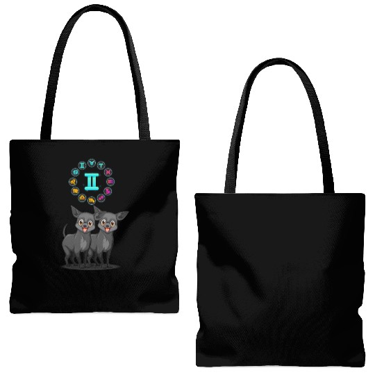 Funny Dog Lover Horoscope Gemini Zodiac Sign Cool Tote Bags (AOP)