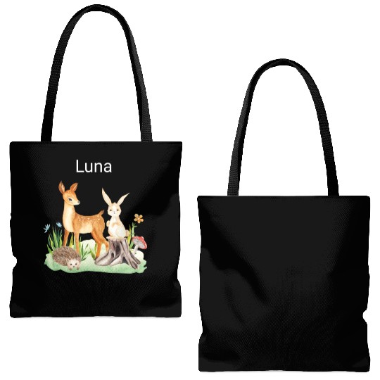 Animal deer rabbit hedgehog Luna Tote Bags (AOP)