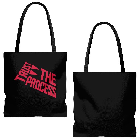 trust the process quote Tote Bags (AOP)