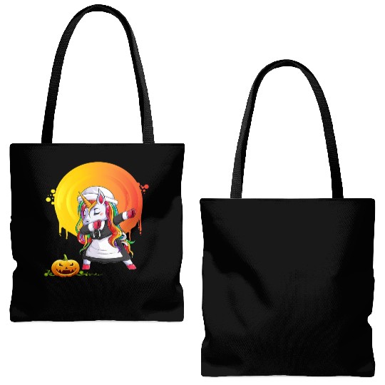 Halloween Unicorn Pony Magical Fantasy Dabbing Tote Bags (AOP)