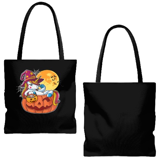 Halloween Unicorn Pony Trick Or Treat Halloween Tote Bags (AOP)