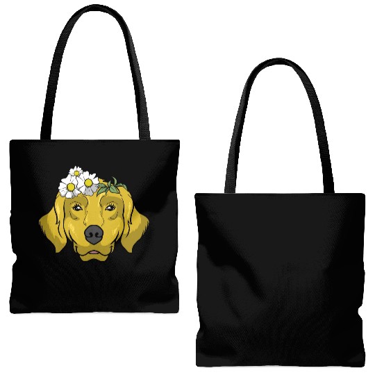 Dog Golden Retriever Flower Tote Bags (AOP)