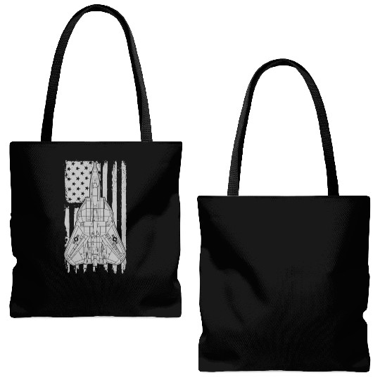 F-14 Tomcat Fighter Jet Airplane American Flag F14 Tote Bags (AOP)
