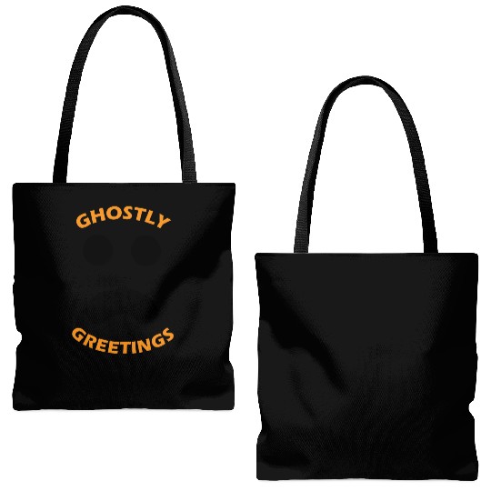 Ghostly Greetings, Halloween Ghostly Greetings Tote Bags (AOP)