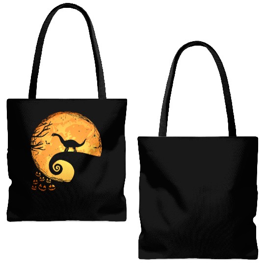 Brontosaurus Dinosaur Halloween Tote Bags (AOP) Dino Funny