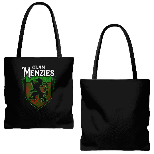 Clan Menzies Scottish Tartan Rampant Lion Celtic Tote Bags (AOP)