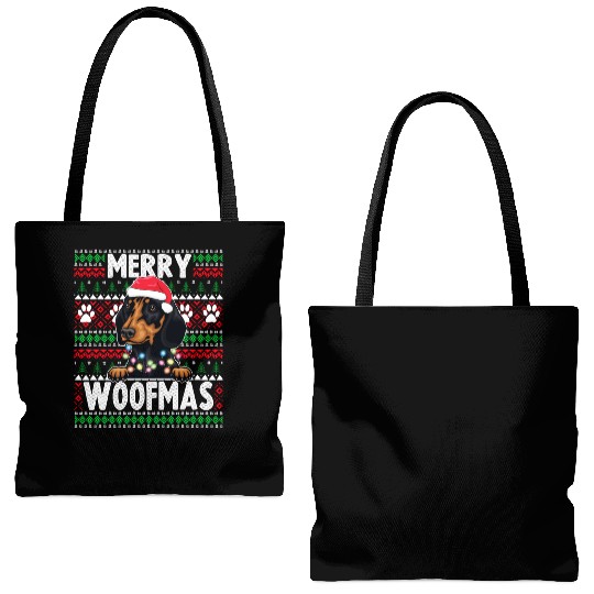 Cute Dog Pajama - Dachshund Dog Lover Christmas Tote Bags (AOP)