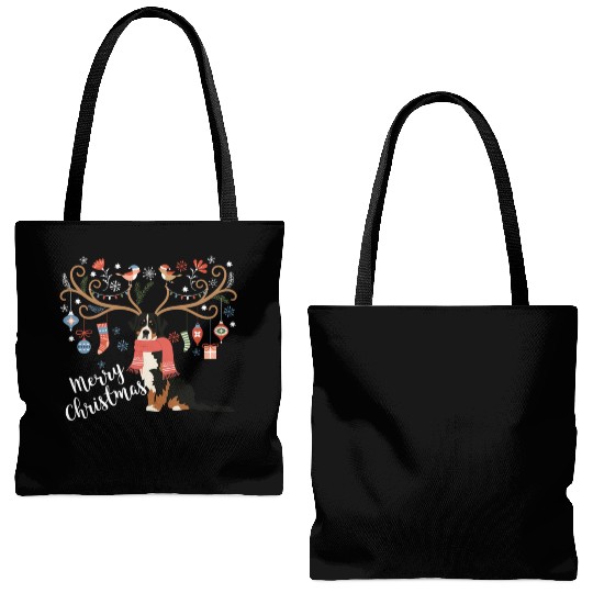 Bernese Mountain Dog Christmas Tote Bags (AOP)
