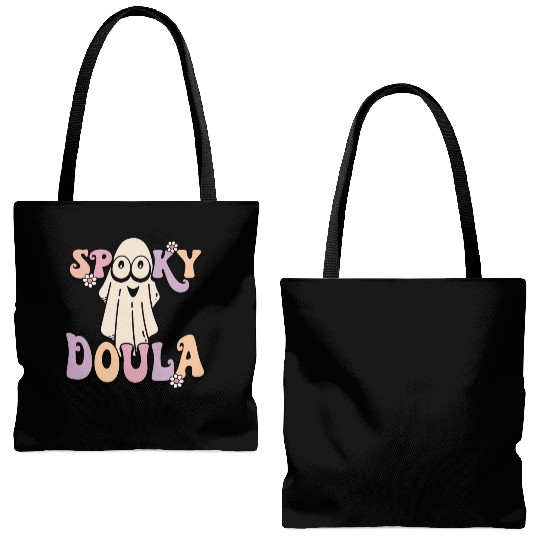 Cute Spooky Doula Halloween Retro Tote Bags (AOP)