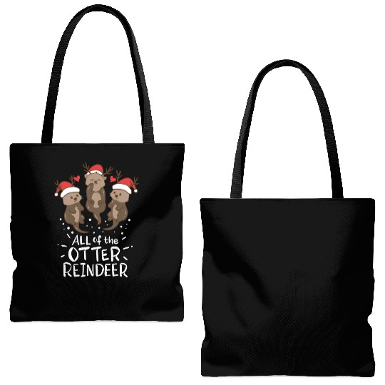 Otter Reindeer Deer Christmas Xmas Gift Present Tote Bags (AOP)
