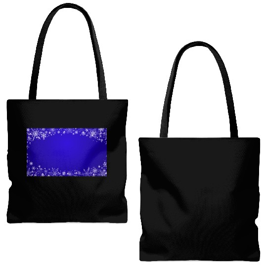 Modern Navy Blue Snowflakes Pattern Tote Bags (AOP)