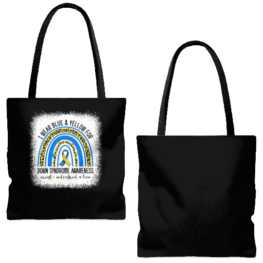 I Wear Blue Yellow For Down Syndrome Awareness Tote Bags (AOP)