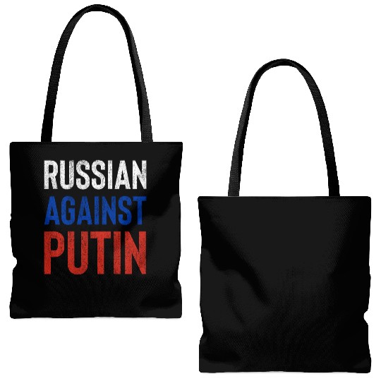 Russian against Putin russia flag grunge Tote Bags (AOP)