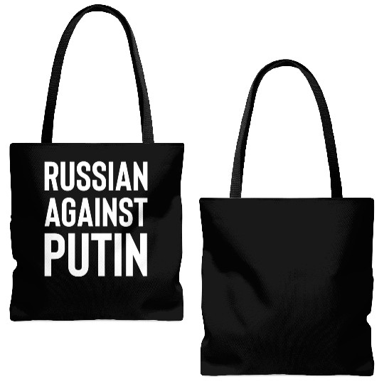 Russian against Putin white Tote Bags (AOP)