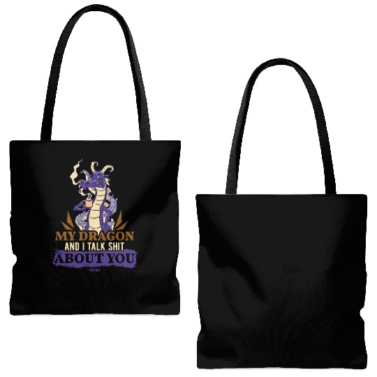 My Dragon And I Talk Shit About You Tote Bags (AOP)