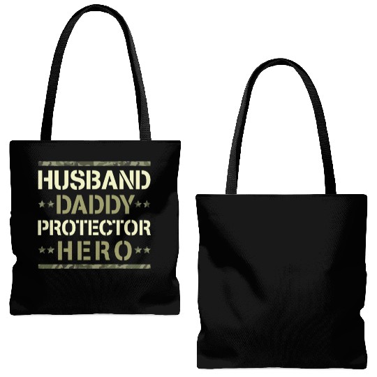 Husband Daddy Protector Hero US Army Veteran Tote Bags (AOP)