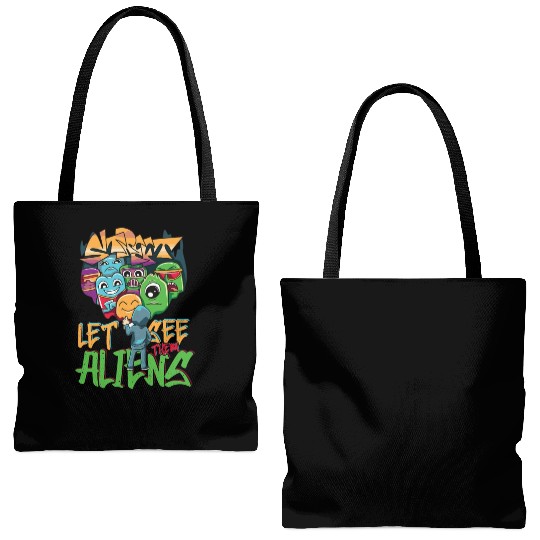 Let See Them Aliens Graffiti Spray Street Art Tote Bags (AOP)