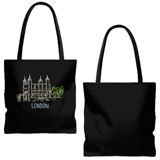 Tower Of London Unique Hand Drawn Art Tote Bags (AOP)