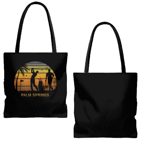 Retro Palm Springs Golf Golfing Fan Golfer Gift Tote Bags (AOP)