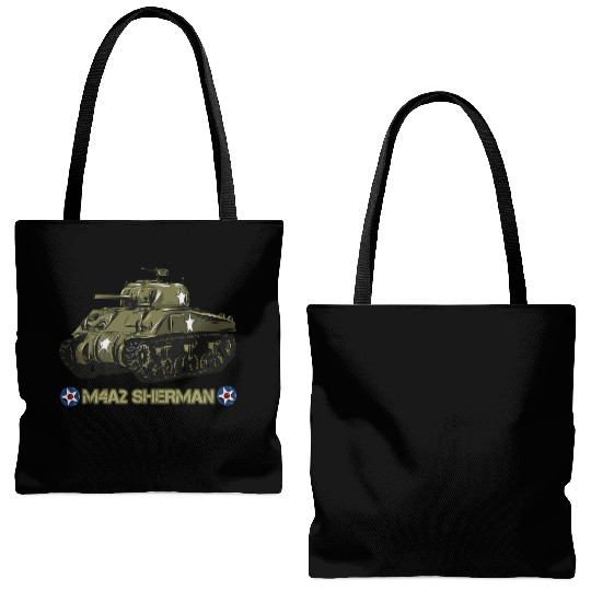 World War 2 American Tank M4A2 Sherman Tote Bags (AOP)