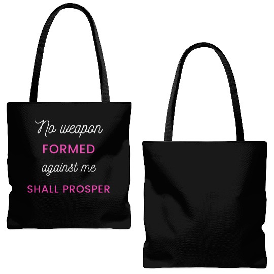 No Weapon Formed Against Me Shall Prosper Tote Bags (AOP)