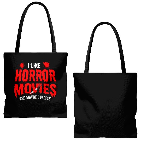 I Like Horror Movies Maybe 3 People Halloween Tote Bags (AOP)