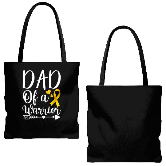 dad Of A Warrior Childhood Cancer Awareness Suppor Tote Bags (AOP)