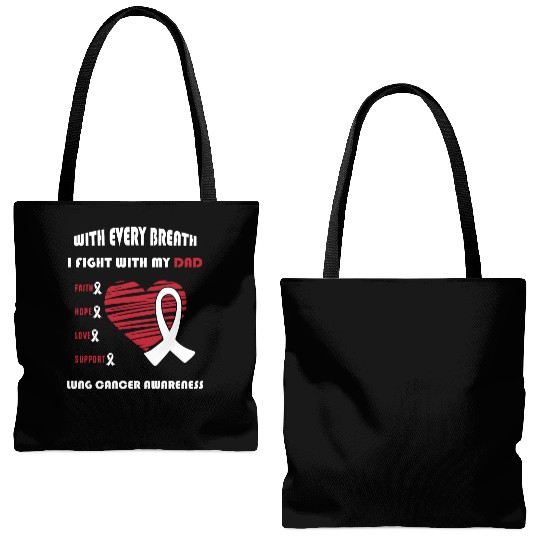Faith Hope Love Support Squad Lung Cancer Dad Tote Bags (AOP)