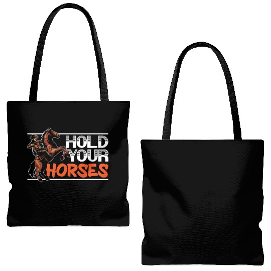 Hold Your Horses Western Rodeo Riding Cowboy Tote Bags (AOP)