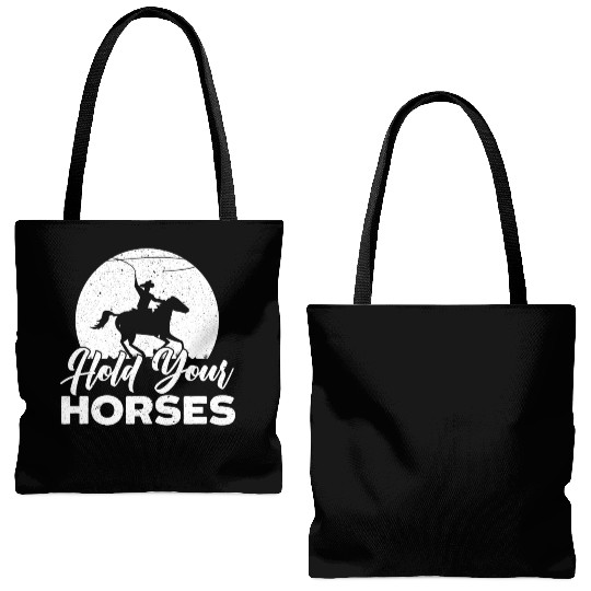 Hold Your Horses Western Rodeo Riding Cowboy Tote Bags (AOP)
