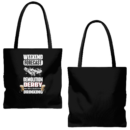 Weekend Forecast Demolition Derby Drinking Demo Tote Bags (AOP)