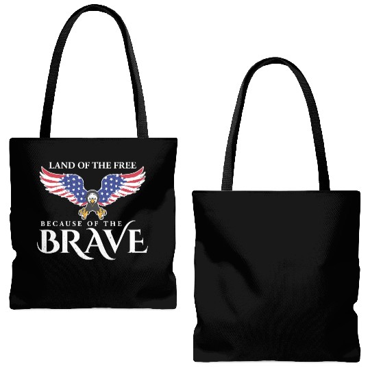 Land Of The Free Because Of The Brave Patriot USA Tote Bags (AOP)