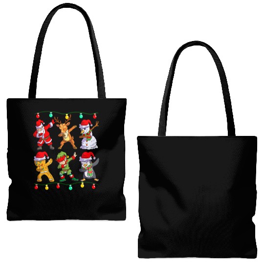Christmas Kids Boys Men Dabbing Santa Elf Deer Tote Bags (AOP)