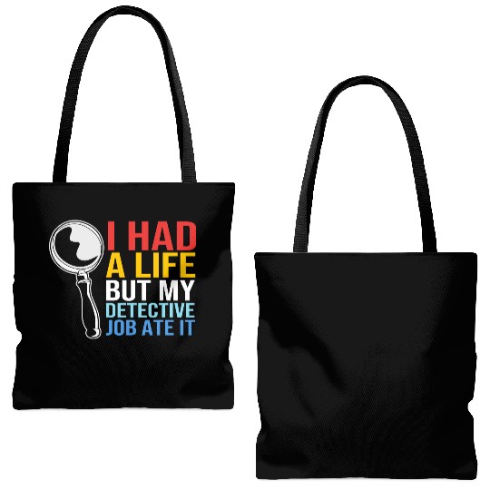 Crime Investigator Humor Funny Private Detective Tote Bags (AOP)