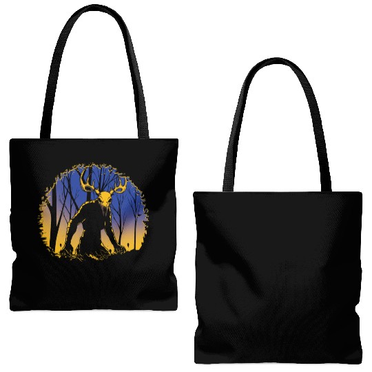 Wendigo Folk Creature Forest Cryptid Halloween Tote Bags (AOP)