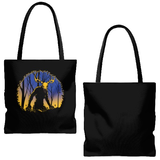 Wendigo Folk Creature Forest Cryptid Halloween Tote Bags (AOP)