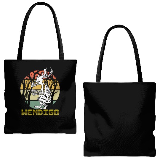 Vintage Folk Wendigo Halloween Cryptid Monster Tote Bags (AOP)