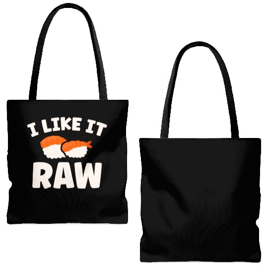 I Like It Raw Japanese Foodie I Love Sushi Eater Tote Bags (AOP)