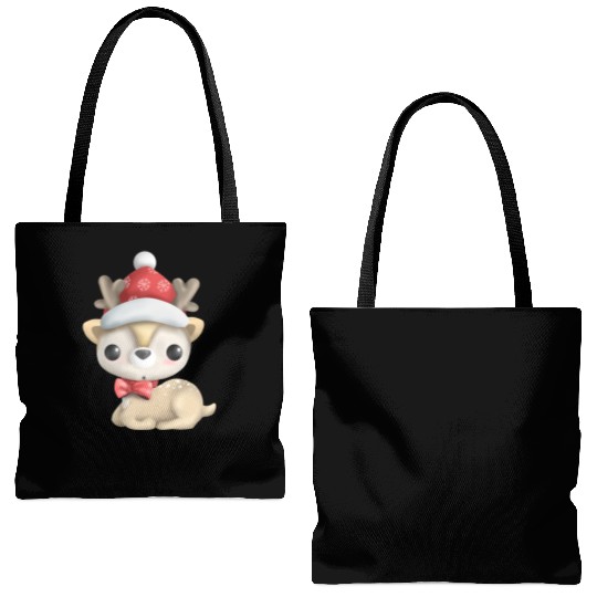 CUTE CHRISTMAS DEER Tote Bags (AOP)