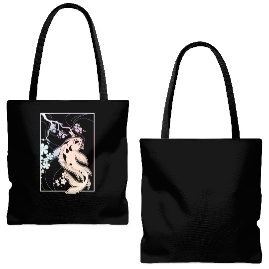 Kawaii Cherry Blossom Koi Tote Bags (AOP)