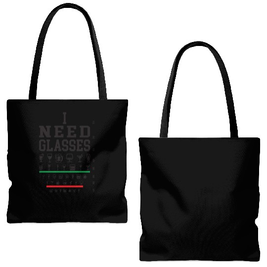I Need Glasses Funny Wine Beer Juice Cocktail Tote Bags (AOP)