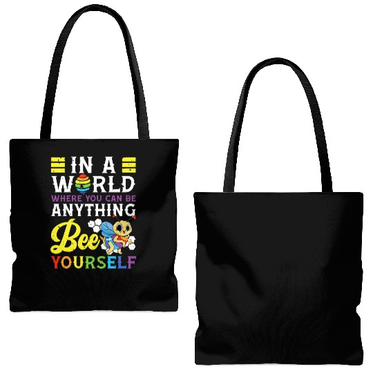 In A World Where You Can Be Anything Bee Yourself Tote Bags (AOP)