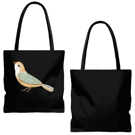 Folk art little fancy bird Tote Bags (AOP)